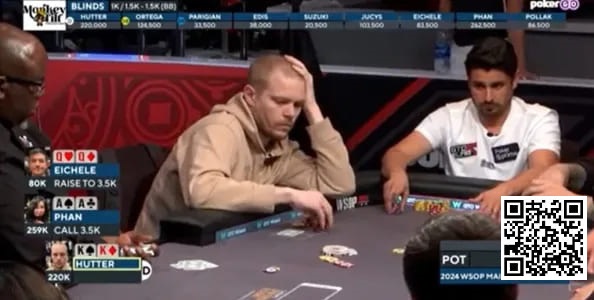 【EV扑克】话题 | WSOP主赛事，两位选手在翻牌前先后弃掉KK和QQ