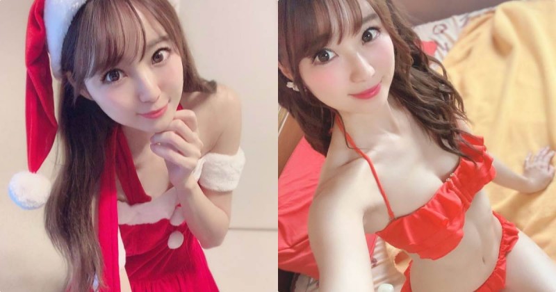 甜美麻豆穿上「低胸聖誕裝」，一前傾「飽滿胸型曝光」！